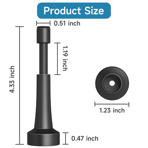 Heavy Duty Black Door Stoppers Sitting Firm On Floor With Thick Silicone Tip Rock Solid Aluminum Build Nonmarking Grip dimensions 4.33x1.23 inches