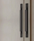 Black Cabinet Pulls 5 Pack Long 7.87 Inch Length With 5.04 Inch Center To Center Hole installed on cabinet doors