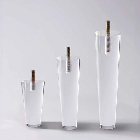 Beefy Solid Acrylic Furniture Legs 8 Inch Set Of 4 Heavy Duty Replacement Legs for various furniture, crystal clear modern look