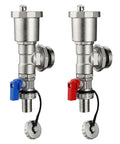 Automatic exhaust and drain valves from Five Branch PEX Radiant Heat Manifold Kit For Hydronic Floor Heating In 304 Stainless Steel With Half Inch Tubing Five Loops Flow Meter Automatic Exhaust And Drain Valves Included Adapters Temperature Handwheel Celsius Fahrenheit Thermometer YUFUYEK.