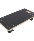 Heavy Duty Wooden Moving Dolly Set With 4 Smooth PP Wheels And Smart Brakes For Effortless Sliding, showing black textured surface and casters.