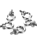 Five Piece M6 Eye Bolts Set, Stainless Steel 304 Ring Eye Bolts With Shoulder Lifting, 16 mm Ring Inner Diameter, 39 mm Length, Silver