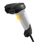 Side view of Handheld Barcode Scanner With USB Wired Connection, 1D 2D and PDF417 Data Matrix Reader, ergonomic grip design.