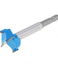 Pro Grade 25mm Alloy Steel Drill Bit Set With Woodworking Hole Saw Kit, close-up of the blue-tipped drill bit.