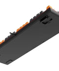 Slick Wired Mechanical Gaming Keyboard With Dope RGB Backlighting And Crisp Blue Clicky Keys Ergonomic Qwerty Design base showing orange keycaps and RGB features.