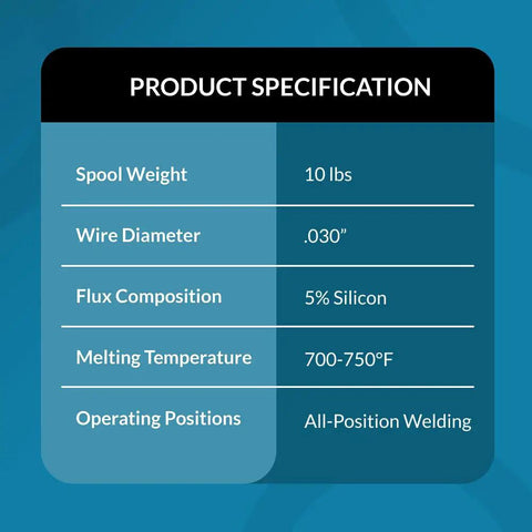 Flux Core Welding Wire E71T11 0.030 Inch 10 Pound Spool Gasless Mild Steel With Low Splatter product specifications