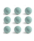 Beefy Alloy Steel Cannonball Fishing Weights Set Nine Oval Sinkers In Bag Ranging From 10g To 200g For Saltwater And Freshwater Tackle Lead Free High Density Sinker Weights showing nine mint green alloy sinkers.