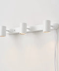 Three Light Plug In Track Lighting With Adjustable Heads In Matte White Finish 22 Inch Length 15 Foot Cord With In Line Switch