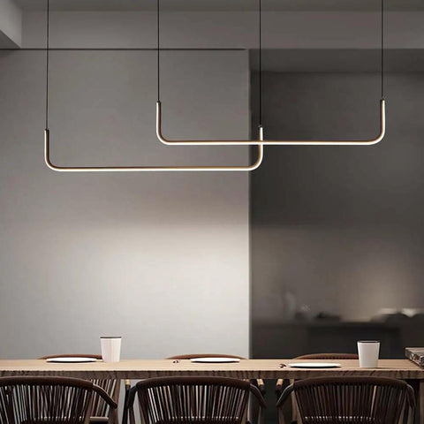 Modern Minimalist Linear LED Pendant Light For Kitchen Island And Dining Room Aluminum Island Fixture With Silica Gel Shade