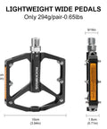 Dope Aluminum Flat Pedals With Reflective Strips For Mountain Bikes And BMX MTB Road Bikes, 9/16 Inch Sealed Bearing, side view