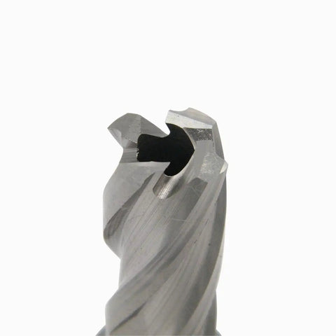 Top Shelf M2AL High Speed Steel Annular Cutter 9/16 Inch By 1 Inch Depth Of Cut With 3/4 Weldon Shank angled view showing cutter design