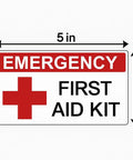 Emergency First Aid Kit Cabinet Sticker Decal 3.5 By 5 Inch High Visibility Vinyl Sign For First Aid Station, red cross