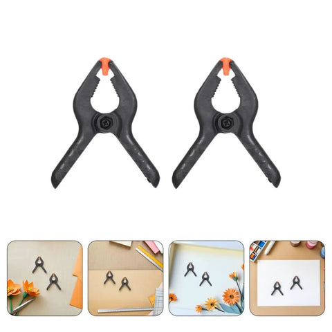 Top Tier Heavy Duty Spring Clamps Set For Woodworking And Photography Backdrops, Elastic Plastic Clips With Compact Design Great For Any Creative Project. Black plastic spring clamps set for wood and photo backdrops