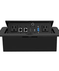 Pop Up Table Power Center with HDMI USB VGA and Network Outlet for Conference Desk, Aluminum Panel, US Power, 2 RJ45 Ports
