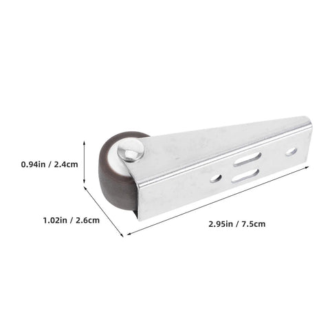 4 Pack Heavy Duty Sliding Door Rollers With 0.8 Inch TPE Rubber Wheels Silent Barn Door Casters side view showing dimensions and design details.