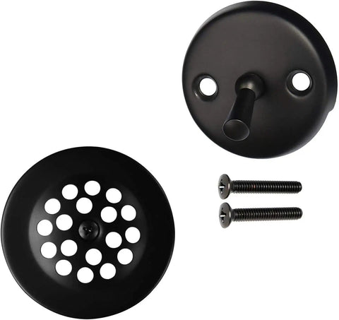 3-1/8 Inch Trip Lever Bathtub And Shower Drain Kit With Two-Hole Overflow Faceplate, Beehive Strainer Matte Black Finish