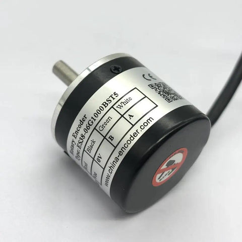 Side view of Smooth 1000PPR Incremental Encoder With A And B Quadrature Signals 90 Degree Phase For Microcontrollers 5V Output 6mm Solid Shaft Includes 2m Cable Totally Awesome For Arduino Projects