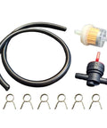 Premium Tap Filter Hose Kit For Lawn Mowers With Fuel Line Clamps And Connection Set For Garden Equipment Repair Ensures Secure Leak Free Fit. Black hose, filters, clamps