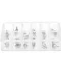 12 Type Stainless Steel Watch Push Press Button Repair Kit with storage box showing individual pieces organized in compartments.