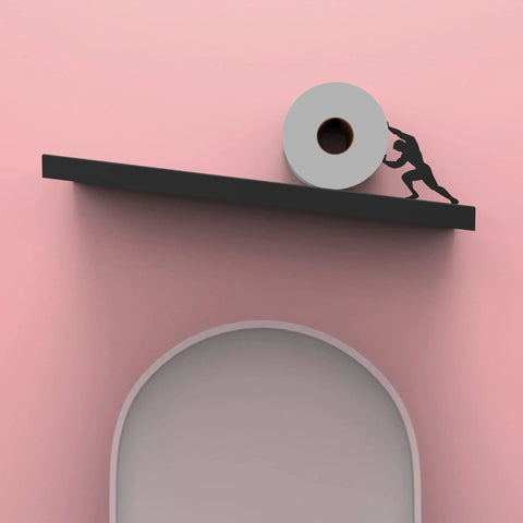 Floating Toilet Paper Shelf Organizer For Bathroom Wall Mount Tilted Holder For Tissue Rolls Wipes Towels And More Dope Modern Decor That Elevates Your Space And Keeps Essentials Handy Sisyphus Black on pink wall