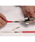 Top Shelf Forstner Bit Sharpening Kit Packs Six Hundred Grit Rectangular And Triangular Honing Stones With Ceramic Cone Tool For No Sweat Precision Bench Grinder Attachment Solid Shop Essential, showcasing honing tools and cone attachment.