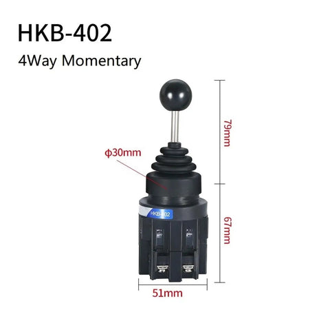 30mm Rod End Bearing Kit With Monolever 4 Way Joystick Switches Featuring Self Locking Latching Reset Momentary Toggle Cross Rocker 4NO For Rugged Heavy Duty High Load Capacity Applications, HKB-402 4-way momentary switch