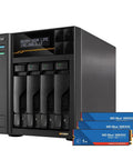Four Bay Network Attached Storage Built To Last With Blazing Fast AMD Ryzen Quad Core Processor And Sixteen Gigabyte DDR5 Memory Triple One Terabyte NVMe Drives.