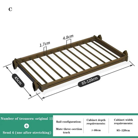 Game Changing Multi Layer Pull Out Pant Hanger Rack That Saves Your Closet Space To Keep Your Jeans Scarves And Ties Looking Fresh In Tight Sitches With Stylish Gold Decor Cover For Quick And Easy Installation