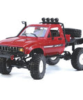 Red Rugged 1/16 Scale RC Crawler Off Road Truck 4x4 with LED Lights, ready to tackle rocks and mud, side view