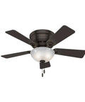 42 Inch Haskell Premier Bronze Low Profile Ceiling Fan With LED Light Kit And Pull Chain Whisper Wind Multi Speed Reversible Motor