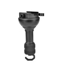 Solid 75 Mm Leveling Half Ball Adapter With Fast Turn Lever Lock, black aluminum design with grippy handle and sandbag hook.