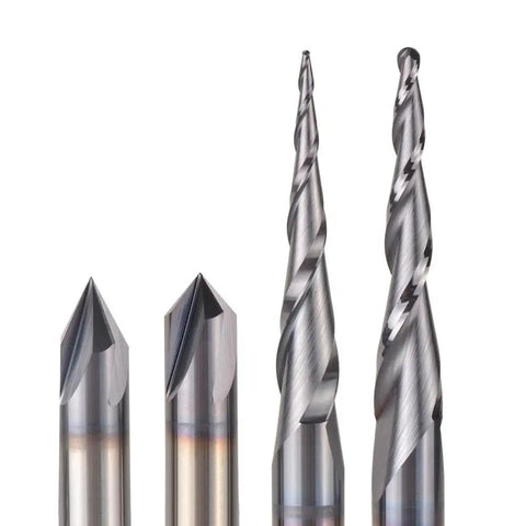 Killer Solid Carbide Router Bits Set For Woodworking Engraving And Milling With 6.35Mm Shank showing various cutting tips.