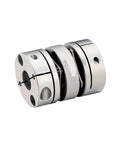 Badass Aluminum Flexible Double Disc Coupling Shaft With Rock Solid Alignment And Butter Smooth Rotation For CNC Router Machines Pro Tolerance D26 X 30 MM Quick Install showing the aluminum disc coupler.