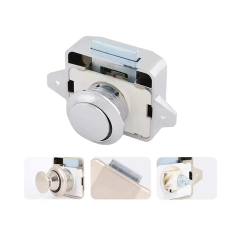 Push Button Drawer Lock Latch Set For RVs And Boats Black Button Switch Handle Wardrobe And Cabinet Door Lock No Fuss Push Release