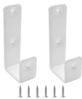 Heavy Duty Bunk Bed Ladder J Hooks, Rock Solid White Iron Brackets for secure mounting, includes screws for easy install.
