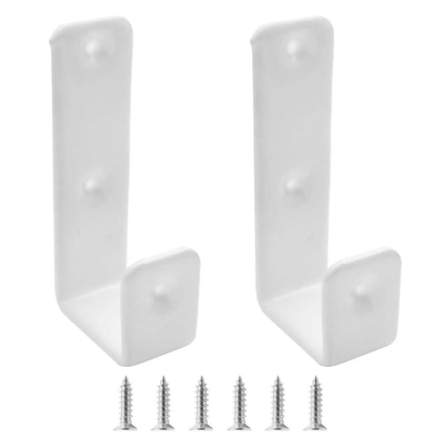 Heavy Duty Bunk Bed Ladder J Hooks, Rock Solid White Iron Brackets for secure mounting, includes screws for easy install.