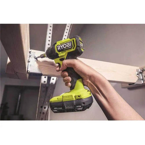 Action shot of Hard Hitting 18V Brushless Drill And Impact Driver Kit With Two 1 5Ah Batteries Rapid Charger And Tough Nylon Case.