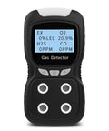 Portable Four Gas Detector With Pro Grade Rechargeable LCD Display And Audible Alarm For Oxygen Carbon Monoxide Hydrogen Sulfide And Explosive Gases Lightweight Air Quality Tester With Easy Calibration And Two Year Warranty, handheld