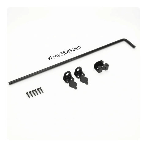 Heavy Duty Tough As Nails Drop Rod Gate Latch For Outdoor Garden Fencing featuring 91 cm black steel rod and retainer brackets.