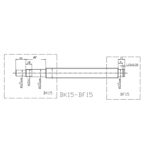 Massive 20mm Ballscrew Kit SFU2010 With Single Nut And Coupler For Nema 23 Motors Plus Extra Bearing Blocks DSG20h For Smooth CNC Builds, BK15 BF15 drawing