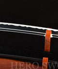 Close-up of Dope Non Sharpened Aluminum Steel Katana Sword showing hamon and full tang blunt blade for practice