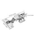 Soft Closing Frameless Cabinet Hinges Two Pack For Replacement Doors With Hydraulic Slow Close Hidden Damping Clean Modern Look Cold Rolled Steel Construction For Kitchen And Wardrobe Installations VillCase shown with dimensions