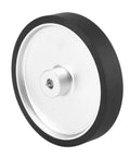 Pro Grade 250Mm Polyurethane Encoder Measuring Wheel with rubber tread and aluminum housing for industrial use.