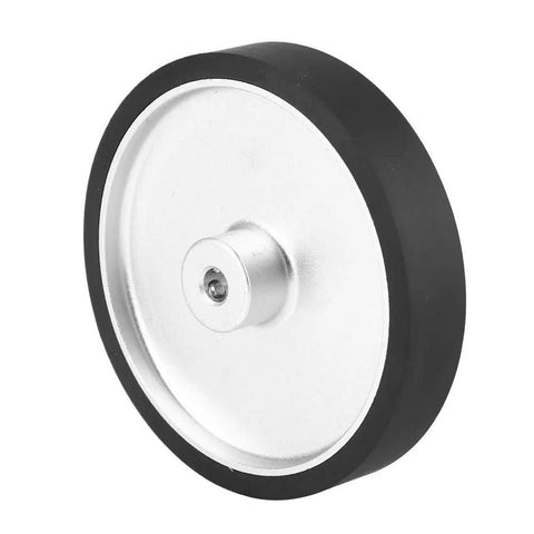 Pro Grade 250Mm Polyurethane Encoder Measuring Wheel with rubber tread and aluminum housing for industrial use.