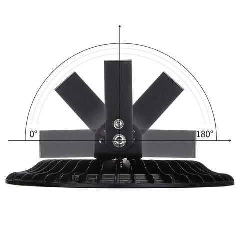 Side view of 10 Pack 200W UFO LED High Bay Light For Warehouse Garage Barn Workshop IP65 Waterproof Commercial Bay Lighting