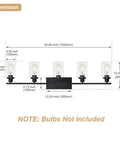 Dimensions of Industrial Farmhouse 5 Lights Vanity Fixture Over Mirror With Clear Glass Shades Matte Black Finish Delivers A Crisp Modern Bathroom Vibe