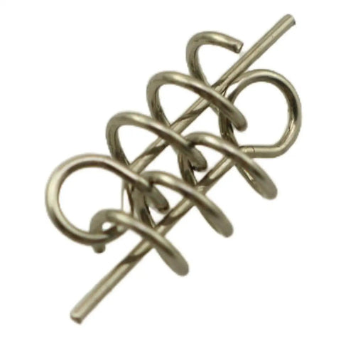 Spring Lock Crank Hook Pin for Soft Baits, 304 Stainless Steel Centering Twist Lock, close-up view of fishing gear component