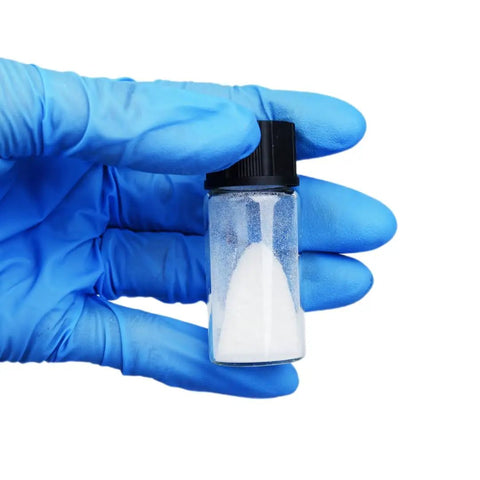 Boron Nitride Nanotubes BNNTs Top Shelf Lab Grade White Nano Powder 60 Nanometer Diameter And 0.1 To 20 Micron Length in a vial.