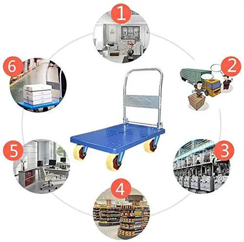 Badass Heavy Duty Swivel Caster Wheels Crush Up To 2204 Pounds With Ridiculously Smooth Nylon Rollers And Rust Proof Blue Brackets on a utility dolly.