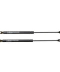 Two Pack Universal Lift Support Struts Ninety Pound Gas Shocks For Toolbox Lid Boat Storage Truck Cap And Toppers With Eyelet Ends, black, heavy-duty metal, 10 in open.